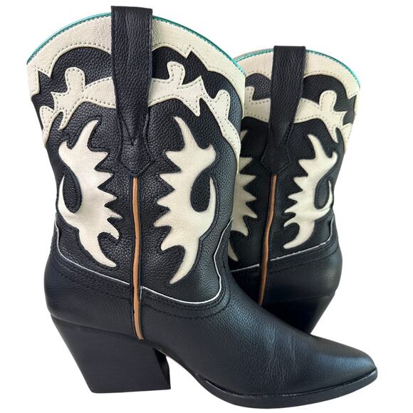 DOLCE VITA Landen Western Boots Pull On Heels Women's 7.5 Leather Pointed Toe - Picture 5 of 11